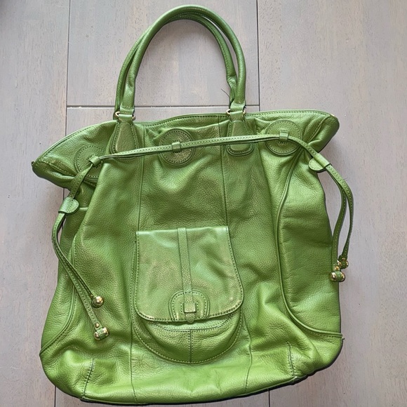 Isaac Mizrahi Handbags - Isaac Mizrahi Live Green Large Leather Tote